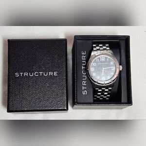 Men's Structure Analog Quartz Stainless Steel Black Watch IN BOX